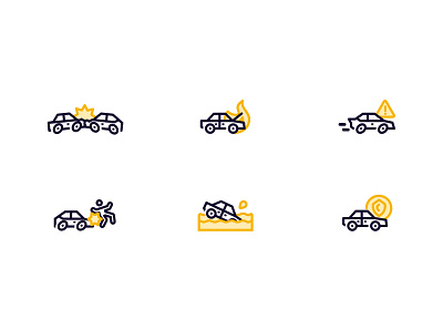 Car Insurance icons accident car crash fast fire icon insurance secure