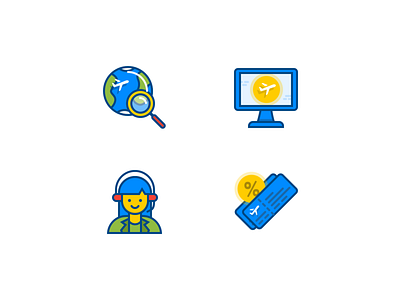 Travel Icons call center customer service flight icons icons set people search ticket travel