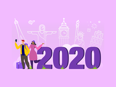 Happy New Year! 2020 design icon illustration new year travel world
