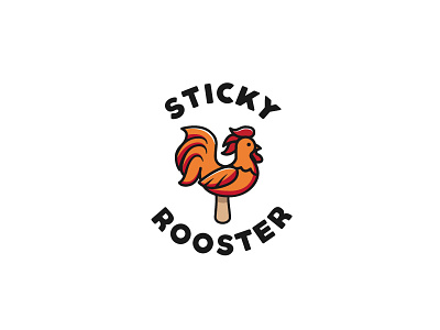Sticky Rooster animal bird co co co colours logo rooster stick