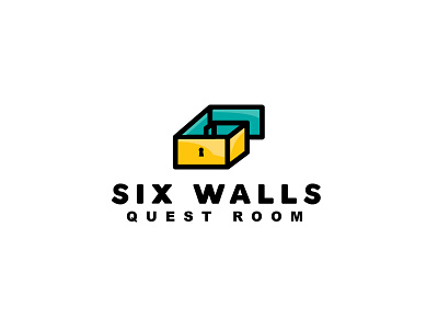 Six Walls blue color design form logo number quest six walls yellow