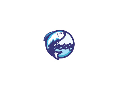 Fishmark blue circle darkblue fish logo mark round waves