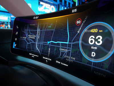 HMI Style Farme automotive design cgi cluster design electic vehicle hmi navigation ui