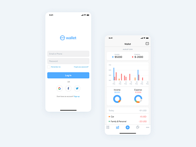 Log in app bank card banking app cards dashboard dashboard ui expense manager expense tracker login minimal ui ux wallet wallet app