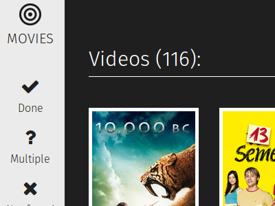 Movies App library media movie navigation sidebar