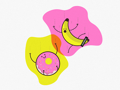 Fall in Love banana donut fall illustration illustrator love minimal shazam