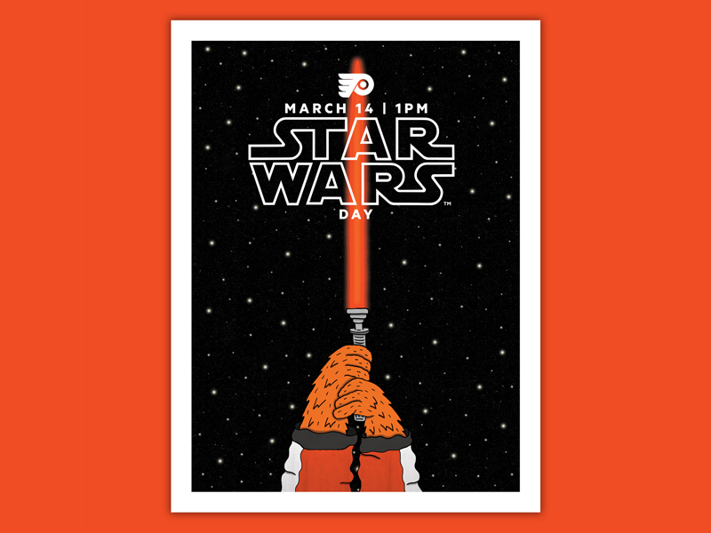 Philadelphia flyers dec 7 2022 Star wars game poster t-shirt