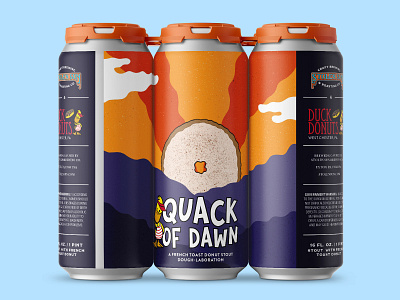 Quack of Dawn beer art beer can beer label donuts hand drawn illustration packaging sunrise