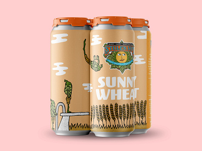 Sunny Wheat beer art beer branding beer can beer label hand drawn hops illustration packaging