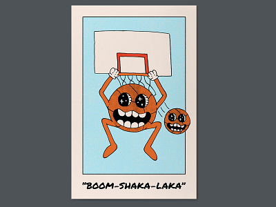 "BOOM-SHAKA-LAKA" basketball dunk dunking hand drawn illustration poster a day poster art poster design sports