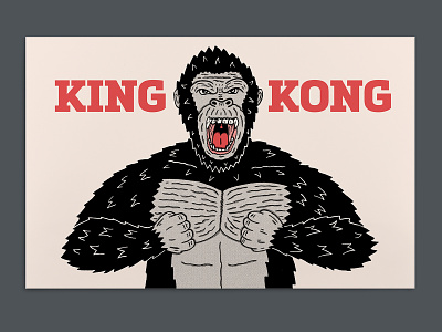 King Kong gorilla hand drawn illustration jungle king kong movie art poster a day poster art