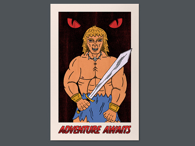 Adventure Awaits adventure dungeon gladiator hand drawn illustration sword warrior