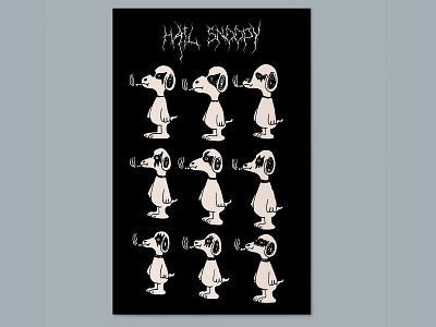 HAIL SNOOPY black metal cigarette corpse paint doodle hand drawn illustration snoopy