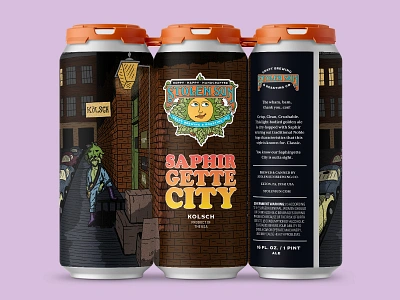 Saphirgette City beer art beer branding beer can beer label david bowie hand drawn illustration kolsch packaging ziggy stardust