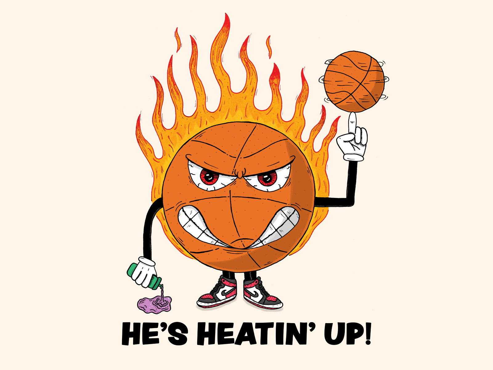 He's Heatin' Up! sports jordans jordan 1s nba jam basketball nba hand drawn illustration