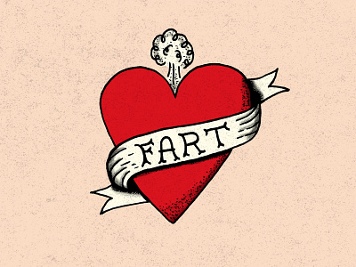 Fart Heart funny illustration hand drawn hand type heart illustration lowbrow tattoo traditional tattoo