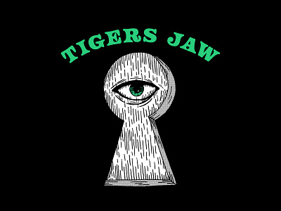 Tigers Jaw band merch eye hand drawn illustration keyhole merch merchandise design tigers jaw typography