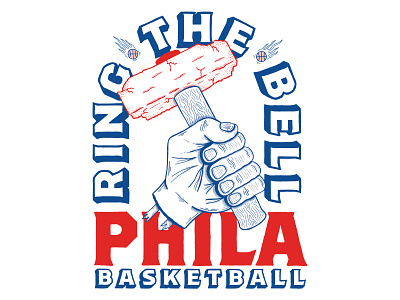 RING THE BELL 76ers basketball hand drawn illustration nba philadelphia shirt design sixers typography