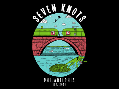 Seven Knots branding frog illustration nature philadelphia river t shirt train typography