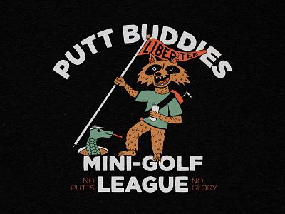Putt Buddies branding golf hand drawn illustration logo mini golf philadelphia raccoon shirt design snake typography