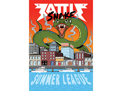 Battlesnake city cityscape giant illustration kaiju monster snake