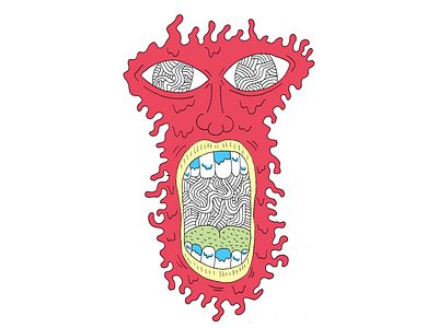 Face doodle eyes face illustration mouth pattern scream teeth