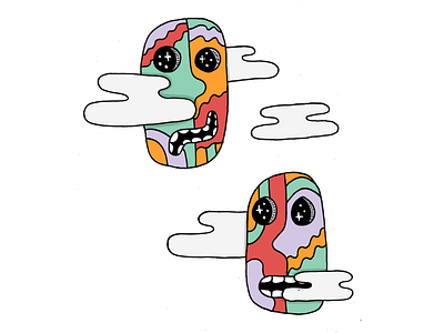 Heads in the Clouds clouds daily doodle hand drawn heads illustration