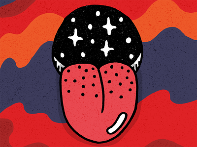 Sexy daily doodle hand drawn illustration mouth pattern tongue