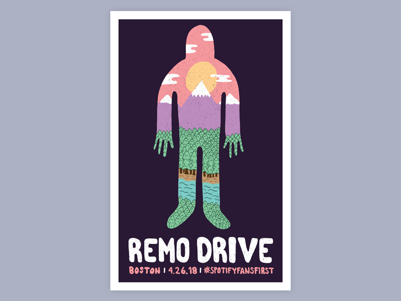 Remo Drive - Spotify Fans First gig poster hand type illustration landscape poster
