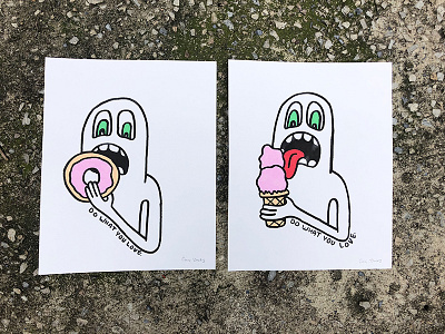 Do What You Love a weeks work character donuts eating food hand type ice cream illustration tongue