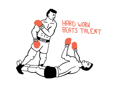 Hard Work Beats Talent boxing hand drawn hand type illustration knockout