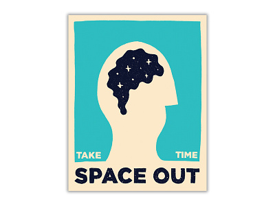 Space Out brain hand drawn hand type head illustration poster profile space space out