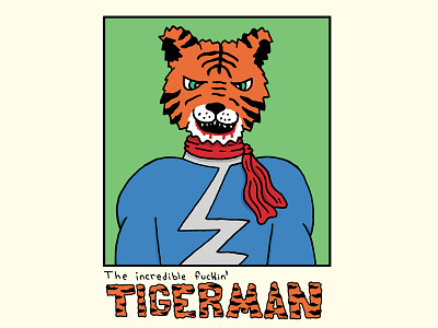 Tigerman comic hand drawn hand type illustration superhero tiger typography