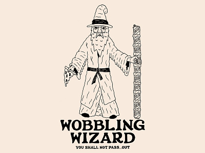 Wobbling Wizard beer hand drawn hand type illustration lord of the rings pizza typography wizard