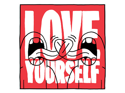 LOVE YOURSELF hand drawn hand type illustration love monster quote tongue typography