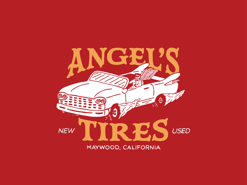 Angel's Tires angel branding car hand drawn illustration logo tires typography