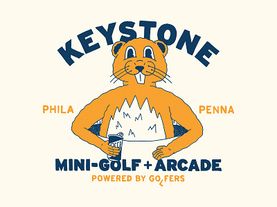 Keystone Mini-Golf + Arcade branding golf gopher hand drawn hand type illustration philadelphia shirt design