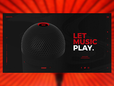 Kreate Music Company Website design Concept exploration landing page learning minimal product design product page red and black self study uiux user experience user interface white