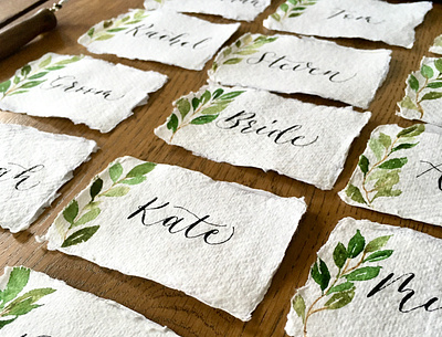 Handwritten Wedding Place Cards calligraphy design painting watercolor wedding