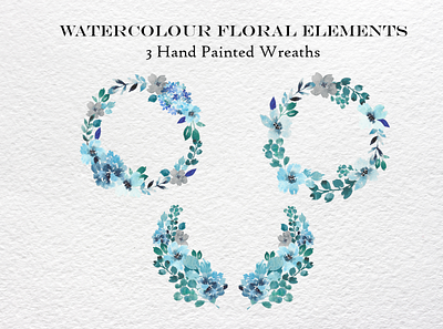 Blue Watercolour Floral Wreaths design florals flowers illustration painting stationery watercolor wedding