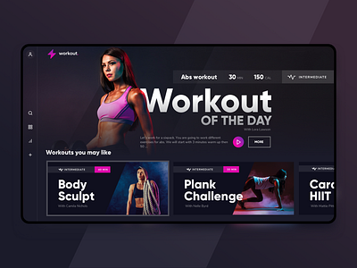 Workout of the day - Design Challenge app design black feminine tv app uidesign uiux user experience userinterface workout workout app