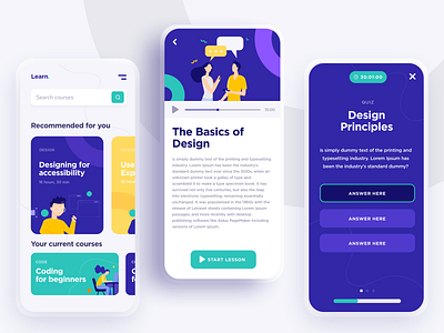 Online Course - Concept Design acqua app design app ui elearning learn learning learning app online course purple uidesign uxdesign