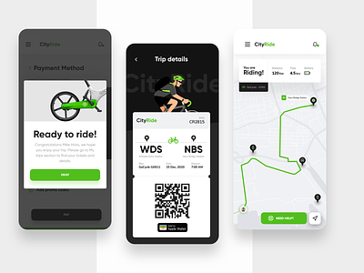 Bike Rental App bike black green ios rental rental-app ui ui-design ui-ux userinterface
