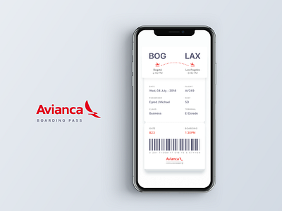 Avianca - Boarding Pass airline app boarding pass design flight iphonex mobile ui user interface ux