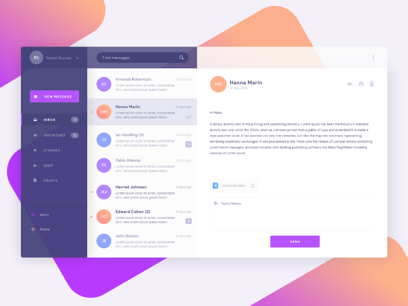 Messaging conversation mail message messaging inbox user interface mobile app design ui ux