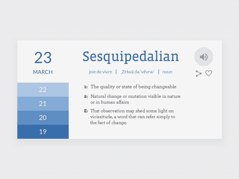 Word of the Day Interactive Modal calendar daily