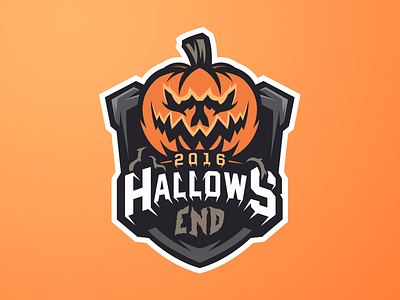 Hallows End american brandbooth halloween mascot pumpkin sports logo