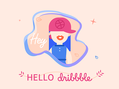 Hello dribbble ！ dribbble first girl hello pink shot