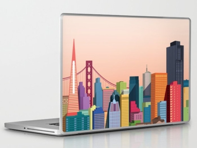Laptop & Ipad Skins | San Francisco building city illustration sky scrapper skyline