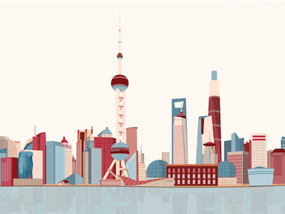Shanghai asia building china city illustration shanghai sky scrapper skyline